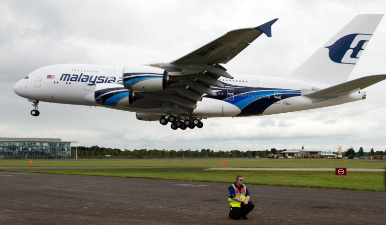 Image: A Malaysian Airlines Airbus A380 lands a